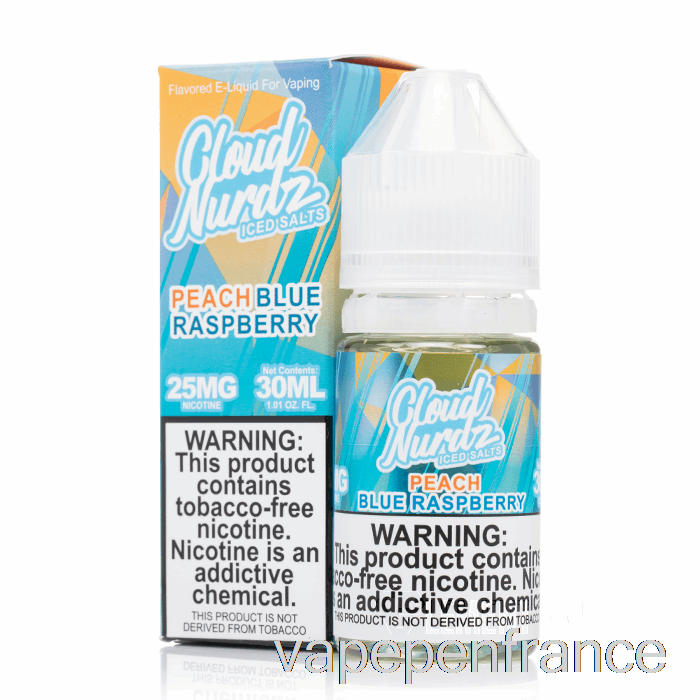 Razz Bleu Pêche Glacé - Sels Cloud Nurdz - Stylo Vape 30 Ml 50 Mg